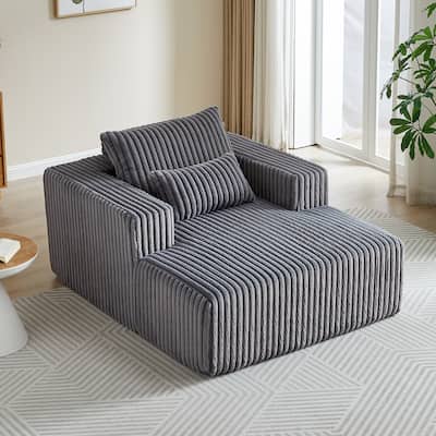 Fluffy 62.5-Inch Corduroy Lounge Chair, Modern Sleeper Sofa for Living Room or Bedroom - Ready to Use, No Assembly