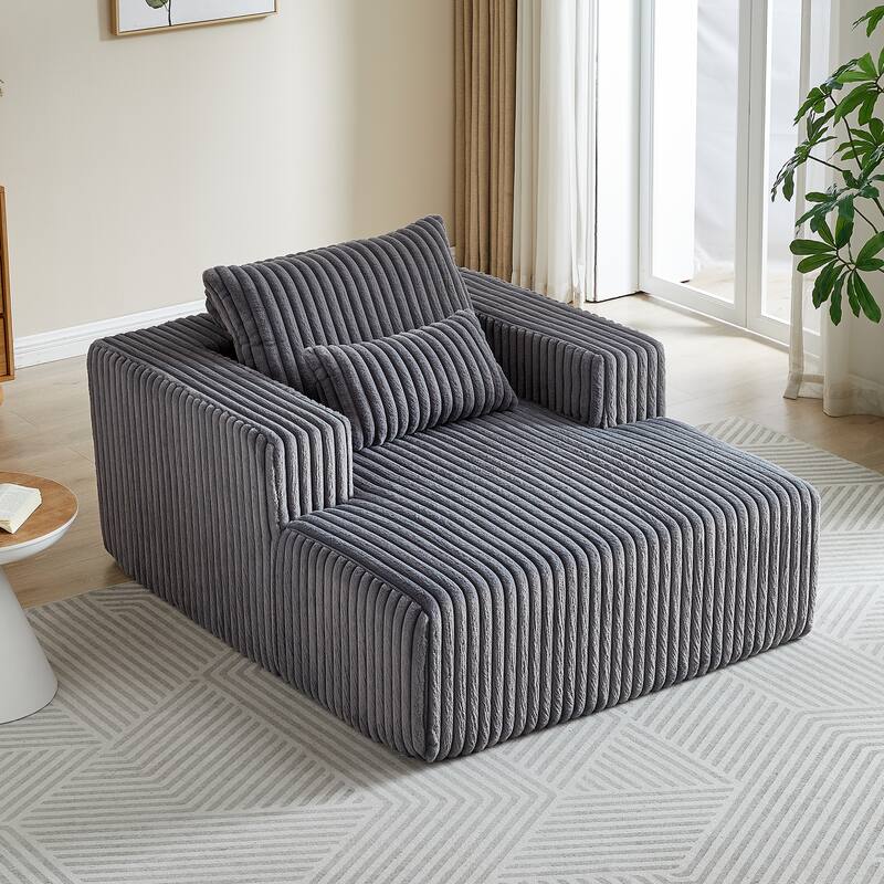 Oversized Corduroy Lounge Chair with Pillow Support - Sofa, Sleeper Couch, Chaise, Ottoman Bench