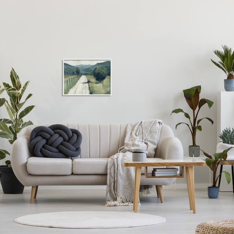 Stupell Farmland Fields Green Blue Landscape Painting Framed Giclee Texturized Art by Ziwei Li