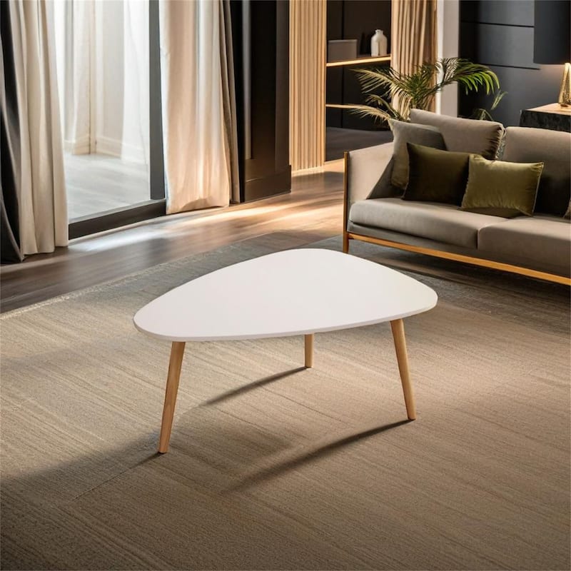 Egg Shape Coffee Table - White+Oak
