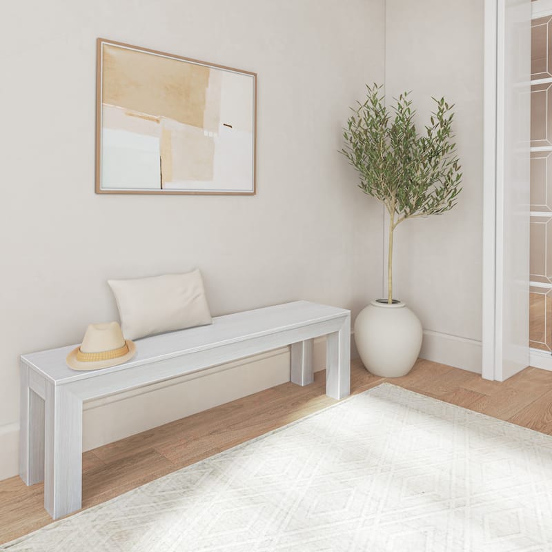Plank and Beam Solid Wood Modern Dining Bench - 61"