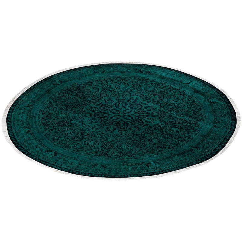 Fine Vibrance, One-of-a-Kind Hand-Knotted Area Rug - Green, 6' 1" x 6' 1" - 6' 1" x 6' 1"