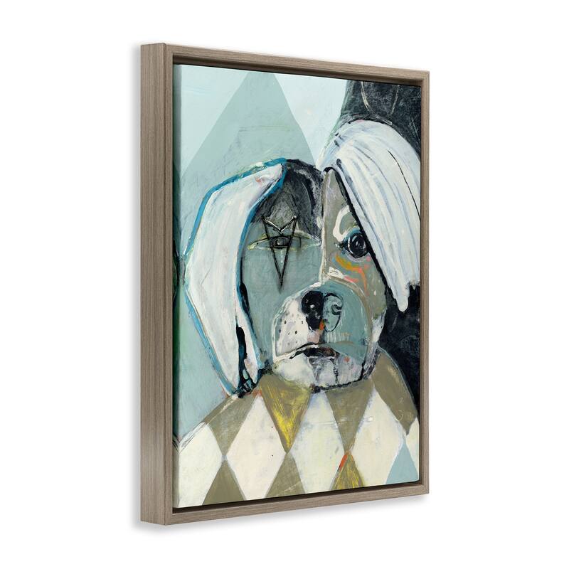 Stupell Abstract Dog Face Portrait Framed Floater Canvas Wall Art Design By Stacy Milrany