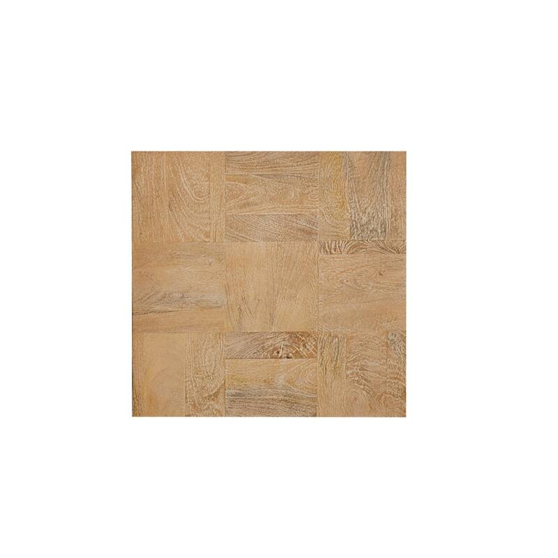 Brown Solid Mango Wood Square End Table with Black Base Natural Finish - 22” x 22” x 22” (D x W x H)