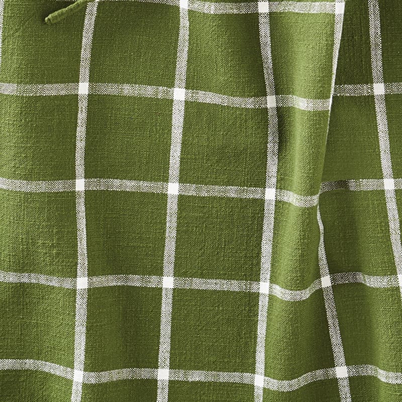 Classic Check Slub Bib Apron with Large Pocket and Waist Tie Green, One Size Fits Most, Machine Wash, Green