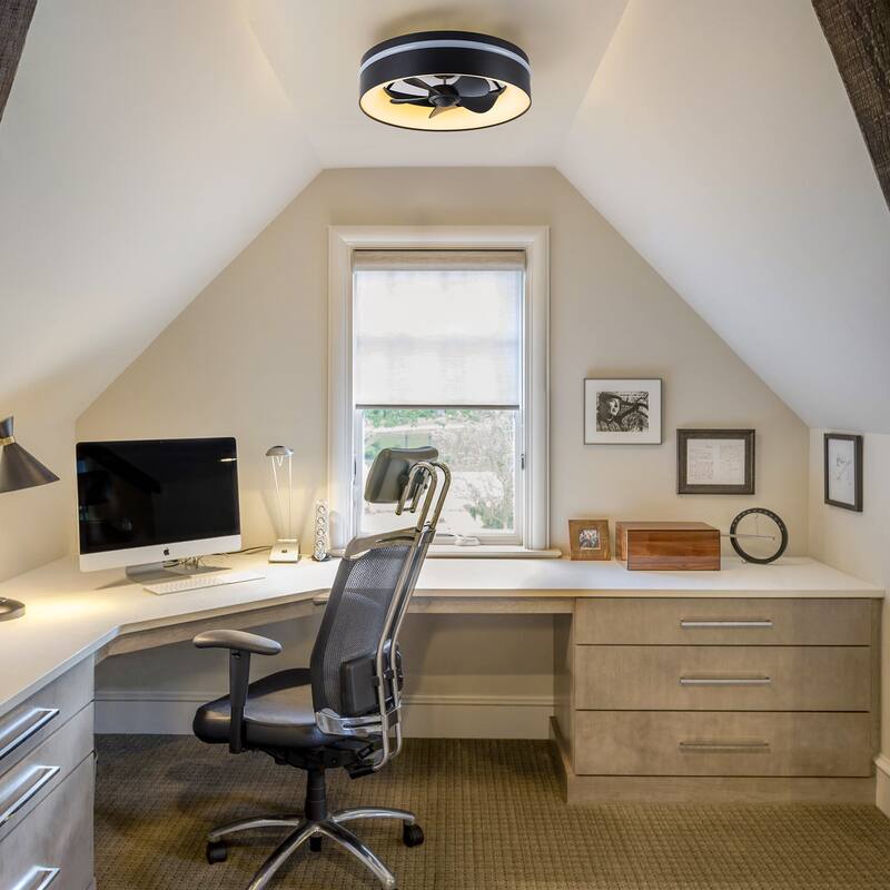 17.7" Modern Black LED Ceiling Fan with Light and Remote, Dimmable & Color Changing, 6 Speeds, Timer, Reversible Motor