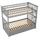 preview thumbnail 10 of 25, Twin over Twin Bunk Bed with Convertible Beds, Drawers, Sturdy Pine Wood Construction, Fence Guardrail, Easy Assembly, Grey