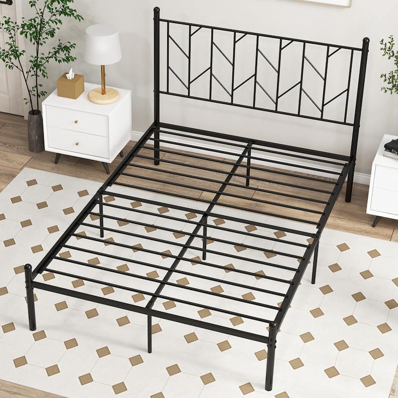 Costway Full/Qween/Twin Size Metal Platform Bed Frame Vintage