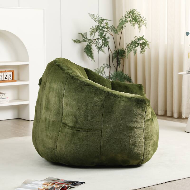 GDFStudio - Faux Fur 41.4" Deep Seat Bean Bag Chair with Armrests