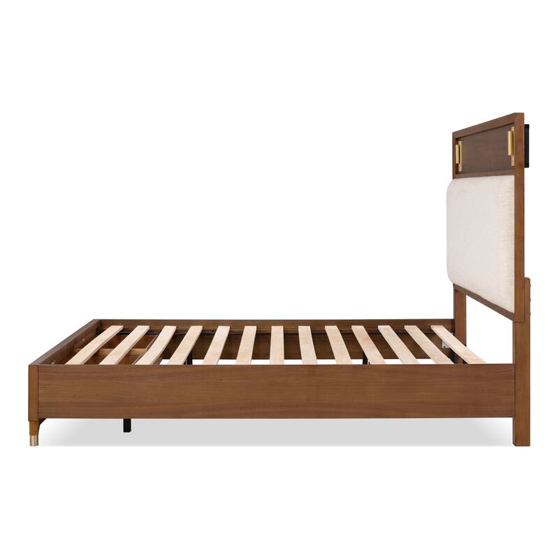 Furniture of America Forma Mid-Century Modern 3-Piece Walnut Solid Wood Storage Platform Bedroom Set