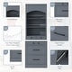 preview thumbnail 5 of 16, 83.7" Modern Tall Pantry Cabinet Set of 2 with Faux Marble Tops & Drawers