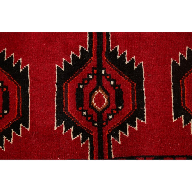 Geometric Balouch Persian Area Rug Wool Hand-knotted Foyer Carpet - 3'9" x 5'4"