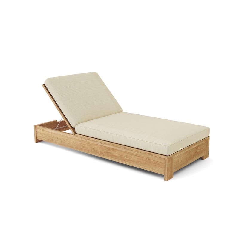 Madera Teak Outdoor Chaise Lounge - Adjustable - Linen Antique Beige