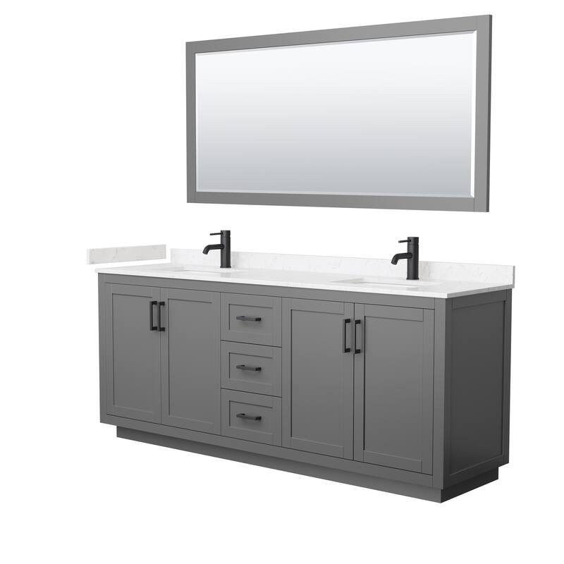 Miranda Double Vanity Set, Cultured Marble Top, 70-Inch Mirror