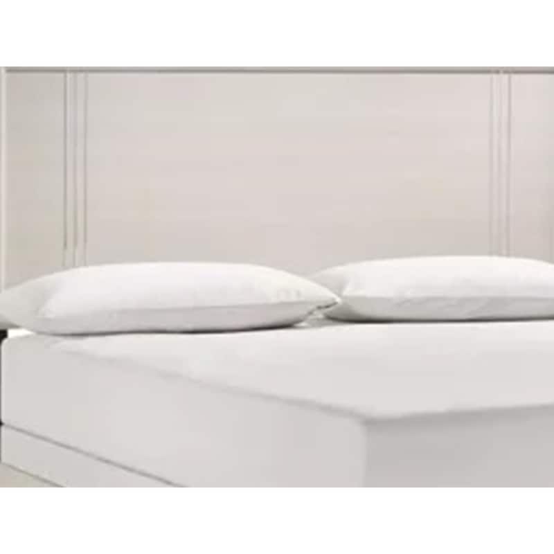 Charie Queen Bed with Panel-Style Headboard, Tapered Legs, White Wood