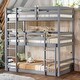 preview thumbnail 2 of 56, Rubber Wood Detachable Triple Twin Bunk Bed with Two Built-in Ladders,Guardrails,Kids and Baby