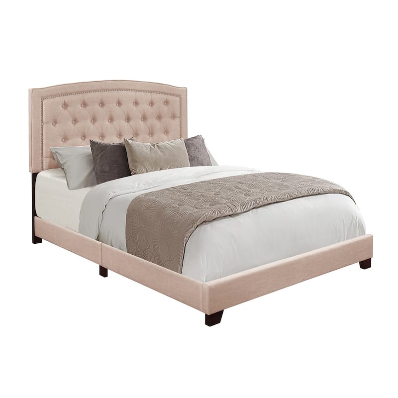 Chase Beige Fabric Upholstered Tufted Bed