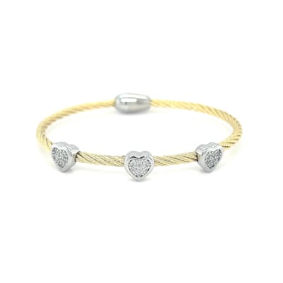 Juvell Gold Plated Cubic Zirconia Twisted Mesh Bangle Bracelet