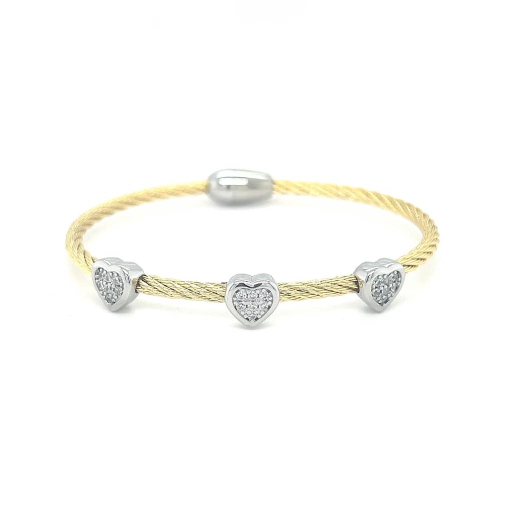 Juvell Gold Plated Cubic Zirconia Twisted Mesh Bangle Bracelet
