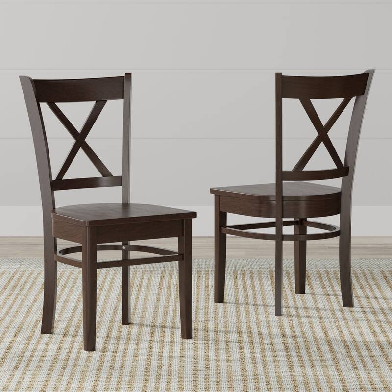 Cross Back Solid Wood Dining Chair (Set of 2) - Dark Walnut
