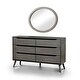 preview thumbnail 2 of 10, Fopp Mid-Century Modern Solid Wood 6-Drawer 2-Piece Dresser and Oval Mirror Set by Furniture of America