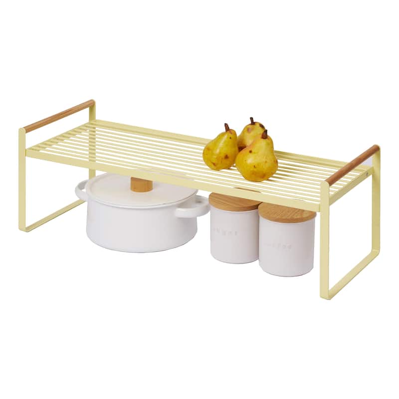 Yamazaki Home Countertop Wire Shelf, Steel and Wood, Holds 11 lbs - L 8.86 x W 23.62 x H 8.66 inches