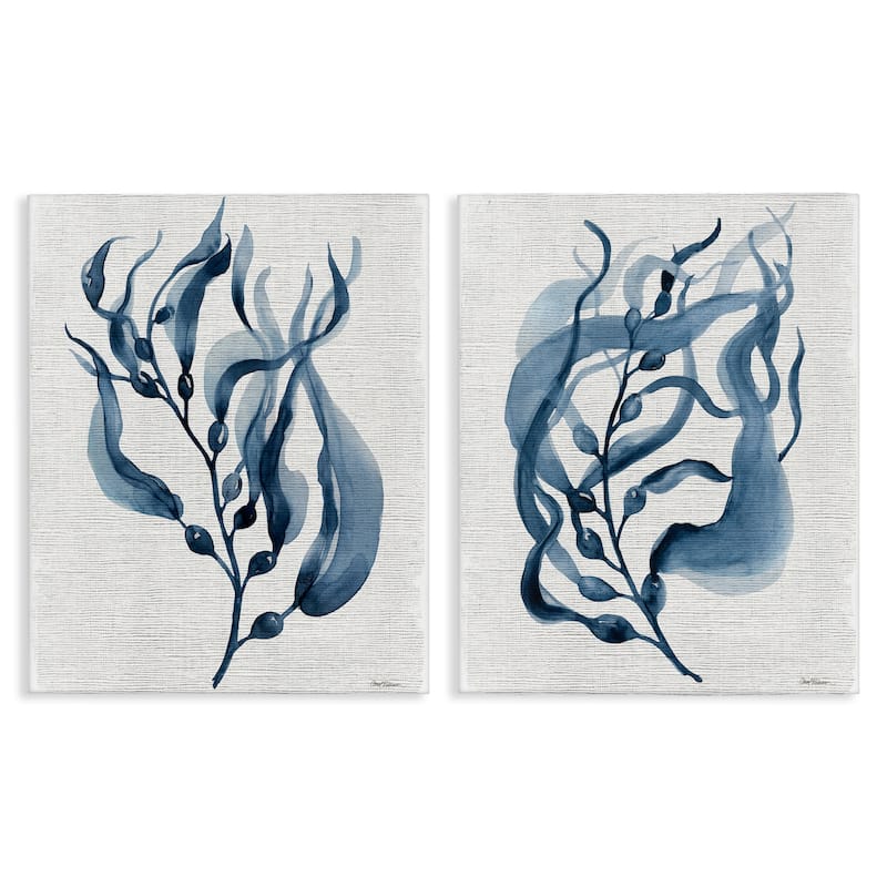Stupell Fluid Blue Herbs Canvas Wall Art Design By Carol Robinson (Set of 2) - 24 x 30