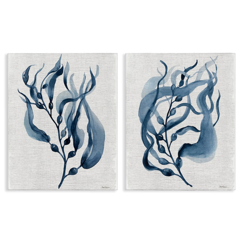Stupell Fluid Blue Herbs Canvas Wall Art Design By Carol Robinson (Set of 2)