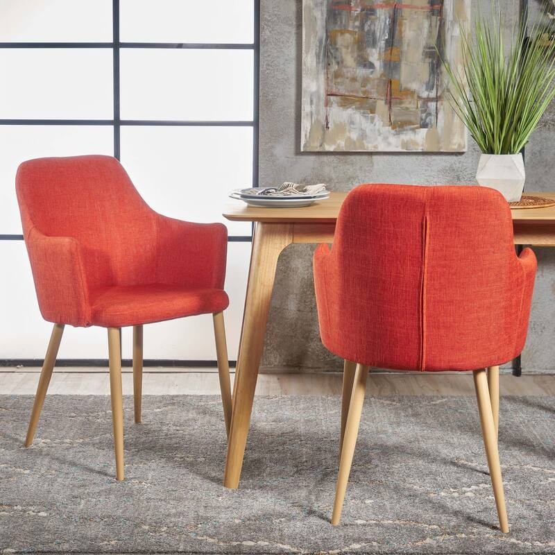 Dining Chair (Set of 2) - Natural Walnut,Orange