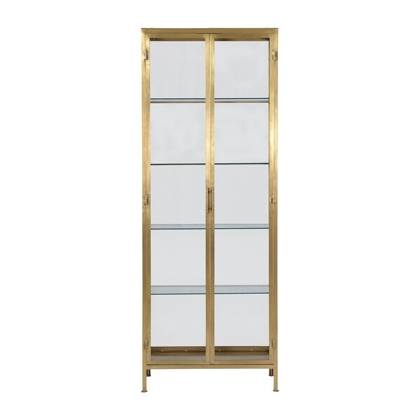 Carley 84-inch Tall Narrow Brass Finished Iron & Glass Display
