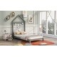preview thumbnail 11 of 9, Gray Twin Size Wood Bed with House Headboard for Kids