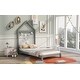preview thumbnail 11 of 9, Transform Your Space with a House-Shaped Headboard Bed - Classic Pine Wood Build, Gray