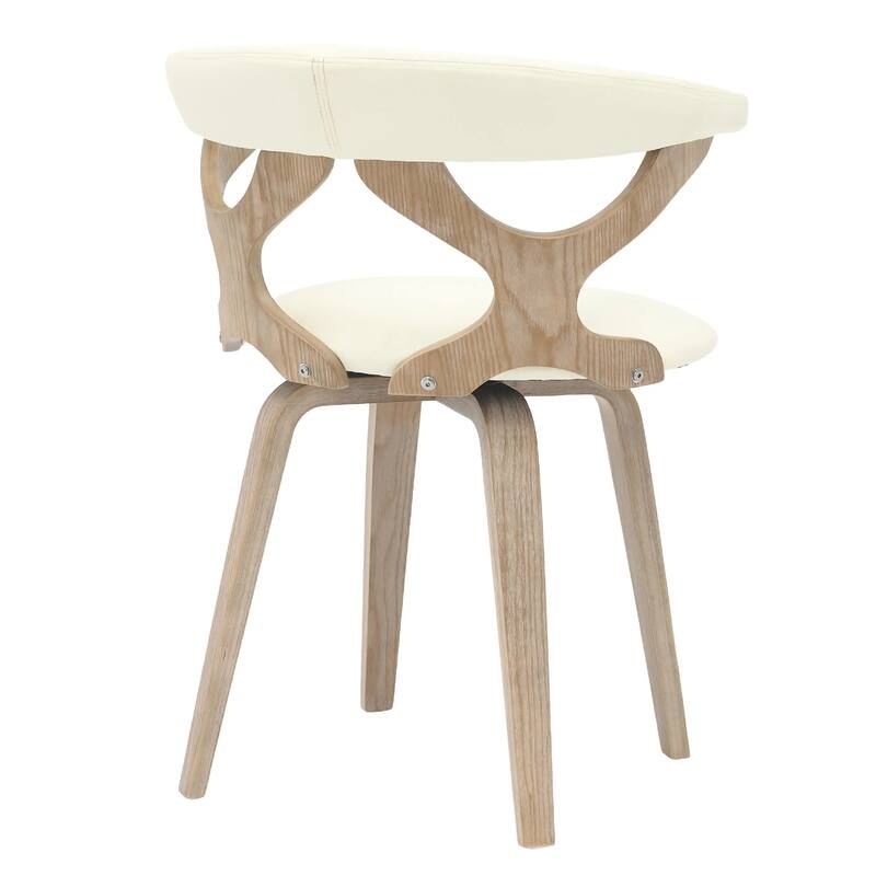 Klyne Leather Dining Chair with Poplar Wood Frame - Mid-Century Wooden Accent Chair with Swivel Base Set of 4