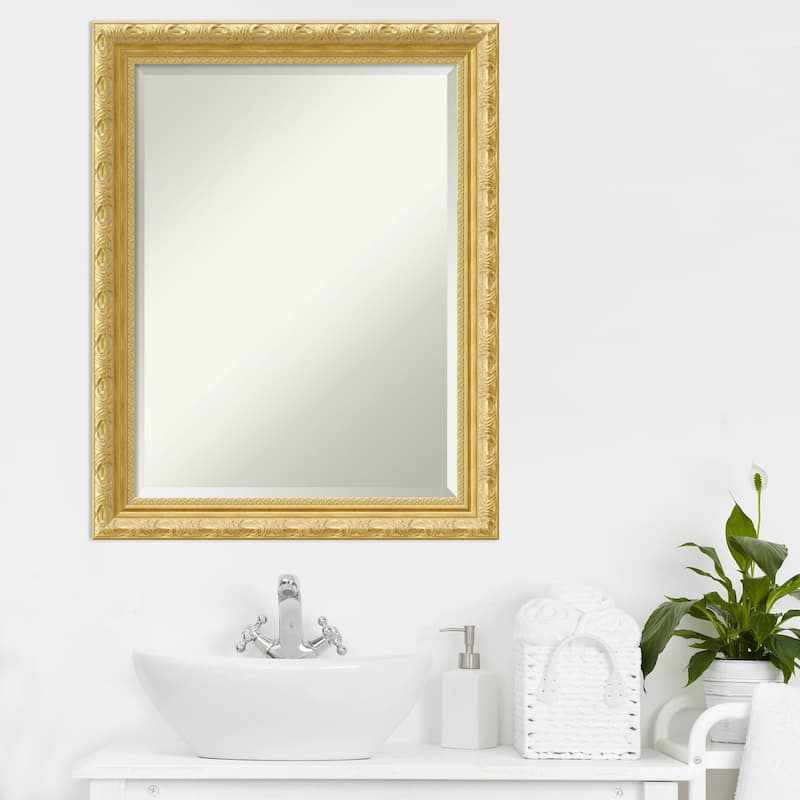 Beveled Wood Bathroom Wall Mirror - Versailles Gold Frame