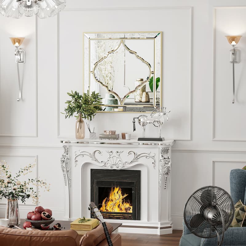 Square Glass Wall Mirror Decorative Hanging for Living Room