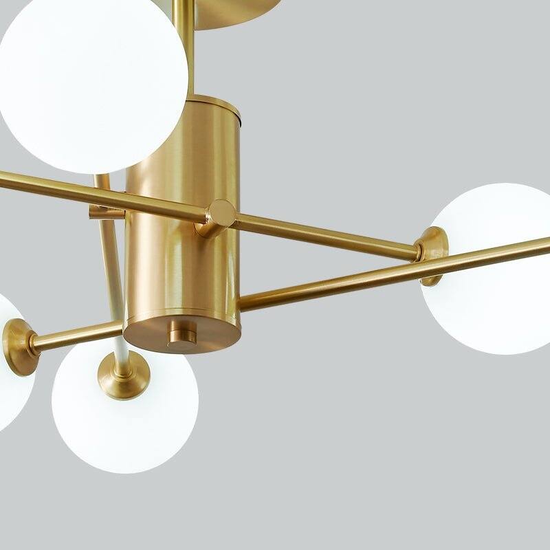 Linear Sputnik Frosted Glass Globe Semi Flush Chandelier