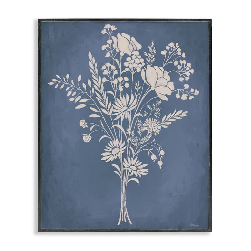 Stupell Garden Bundle over Blue Framed Giclee Art Design By Cat Thurman Designs - 24 x 30 - Black