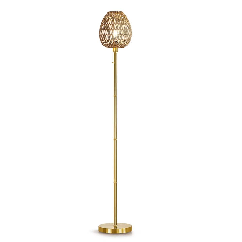 HOMEGLAM Oval Woven Rattan 68" Metal Floor Lamp