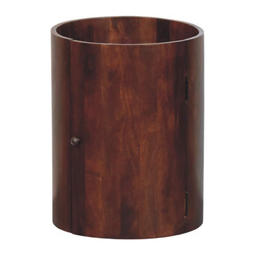 Artisan Furniture Solid Wood Winewood Round Side Cabinet, Brown