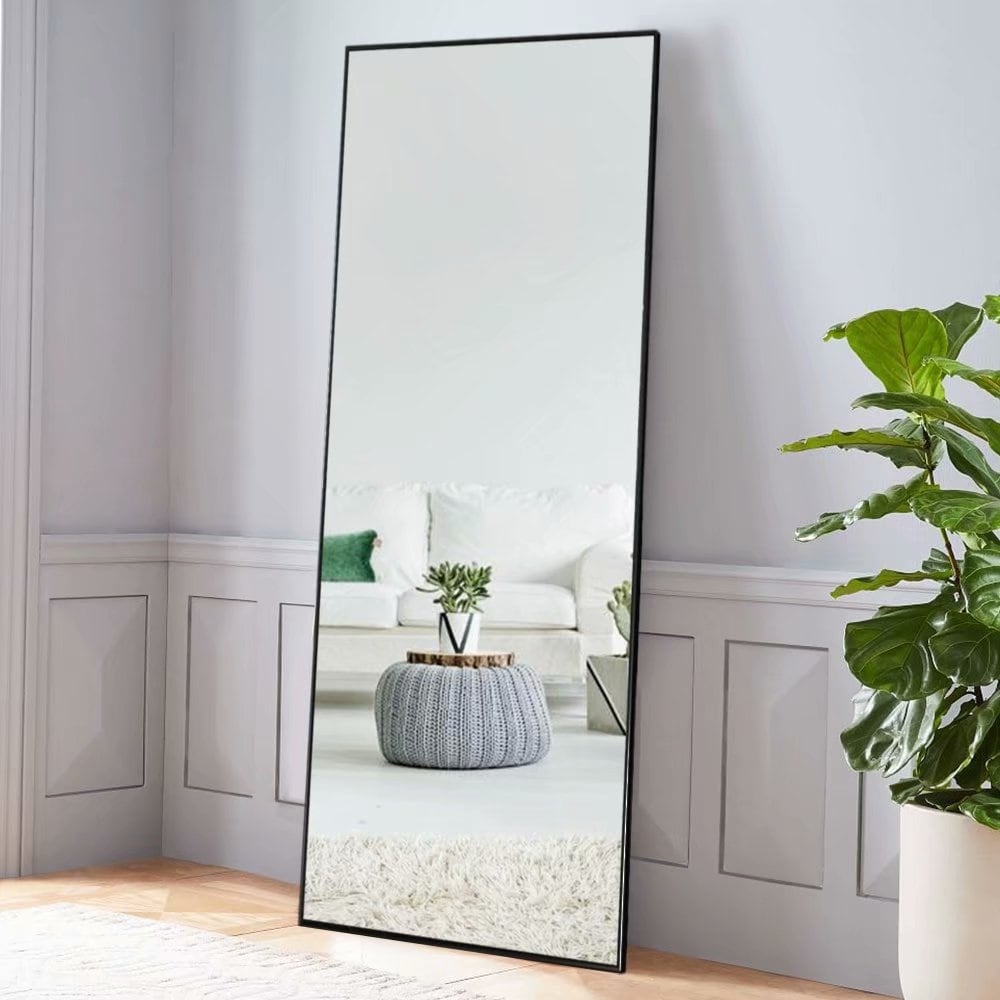 Full Length Mirror for Bedroom Floor Mirror Full Length for Bathroom and Bedroom Wall-Mounted Mirrors Full Body Standing Mirror Big and Oversized 64 X 22 Black Frame