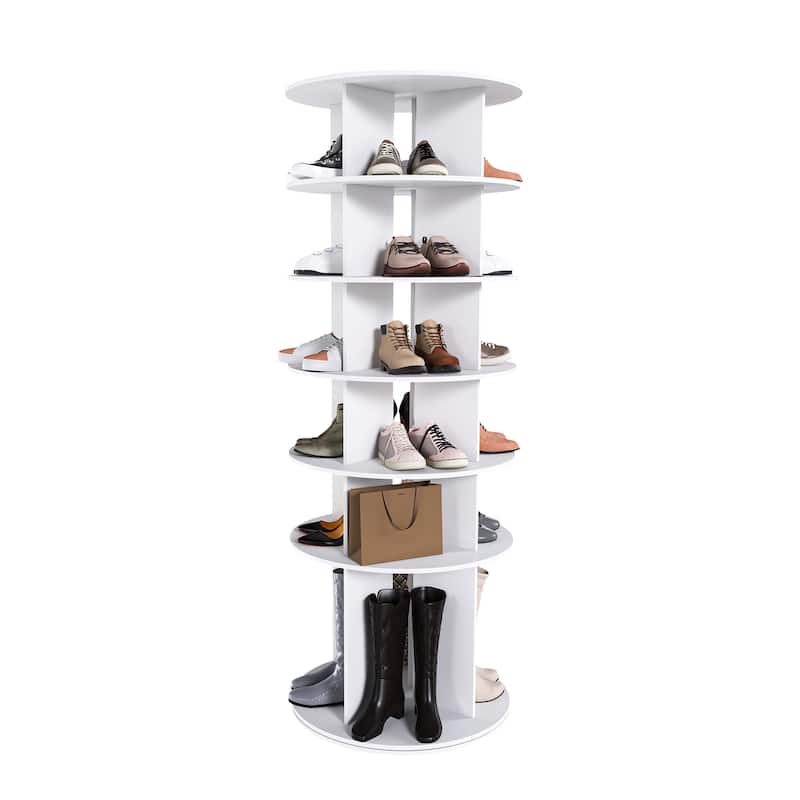 Rotating Shoe Rack Tower, 6-Tier Spinning Shoe Rack, Free Standing 360° Revolving Shoe Organizer, High Bottom Design