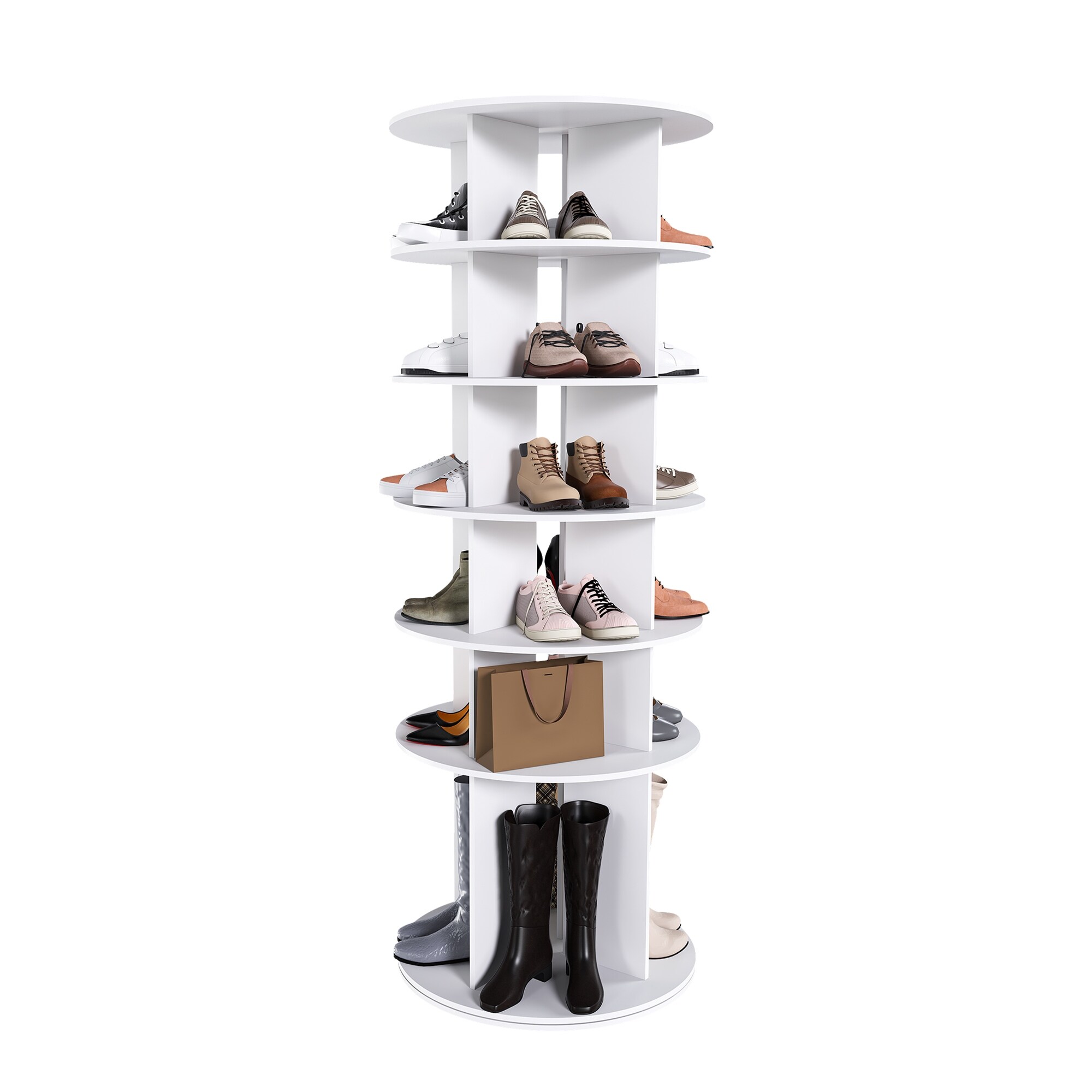Rotating Shoe Rack Tower, 6-Tier Spinning Shoe Rack, Free Standing