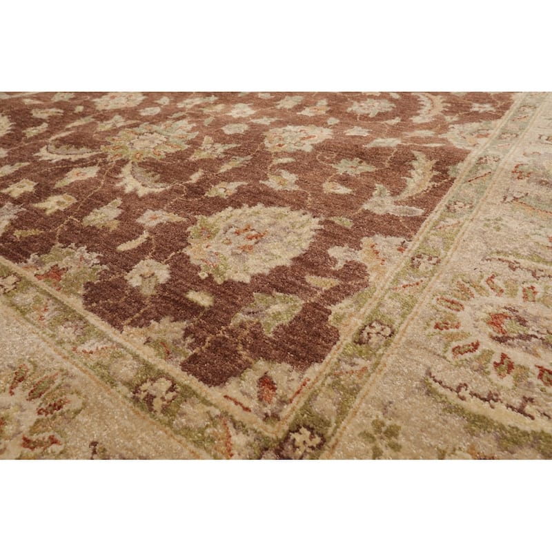 Hand Knotted Chobi Peshawar Brown Persian Wool Traditional Area Rug - 5' 7'' x 8' 3''