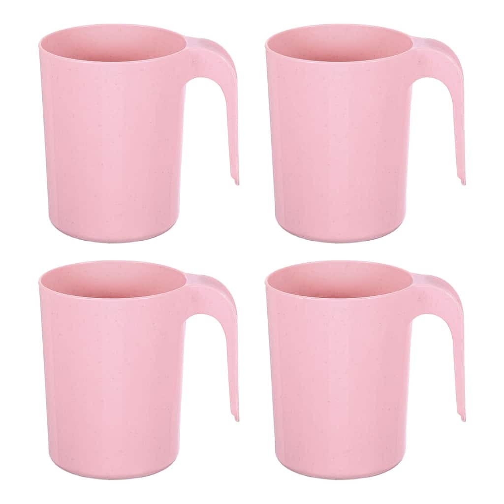 4Pcs Wheat Straw Cups, Unbreakable Reusable Water Tumbler with Handle