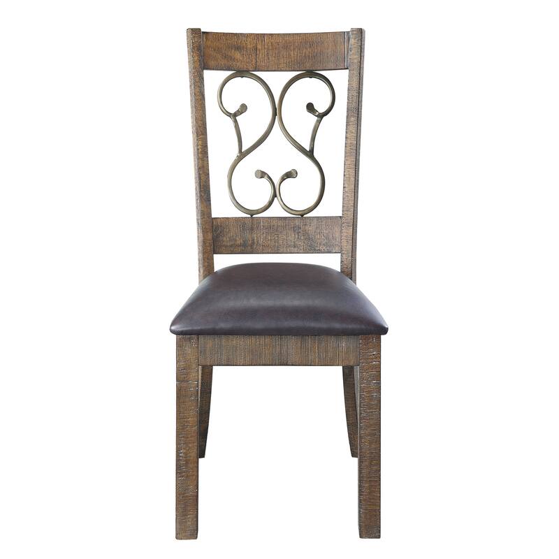 Weathered Cherry and Black Open Back Side Chairs (Set of 2)