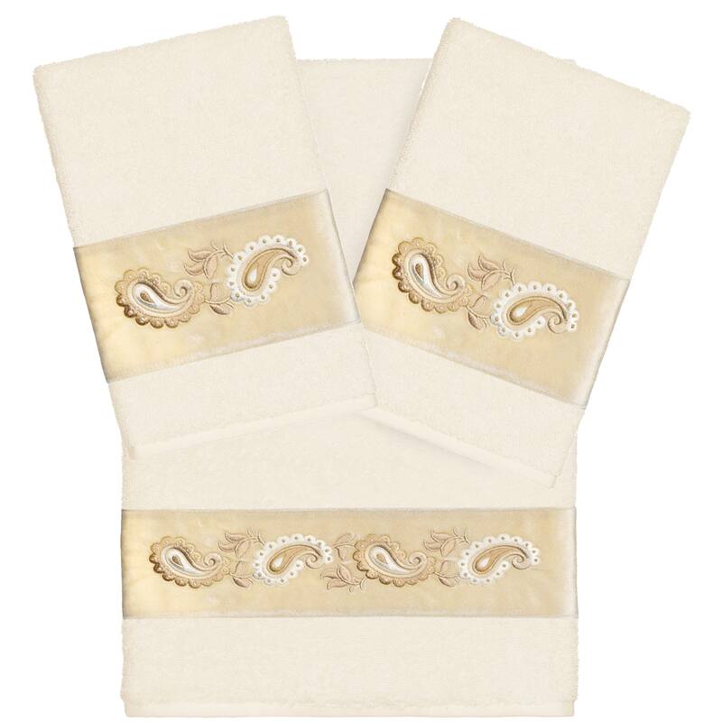 Authentic Hotel and Spa Turkish Cotton Mackenzie 3PC Towel Set - Cream