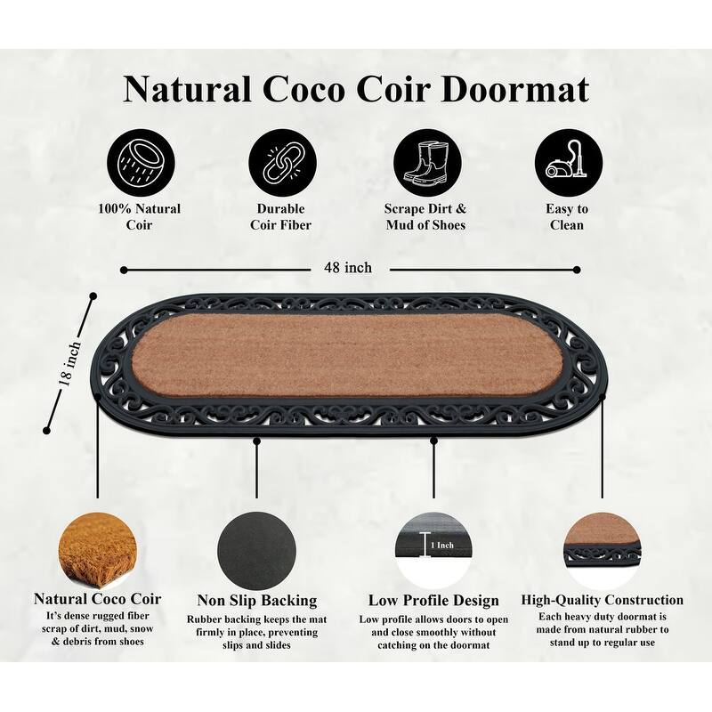 A1HC First Impression Oval 18" X 48" Rubber and Coir Molded Double Doormat