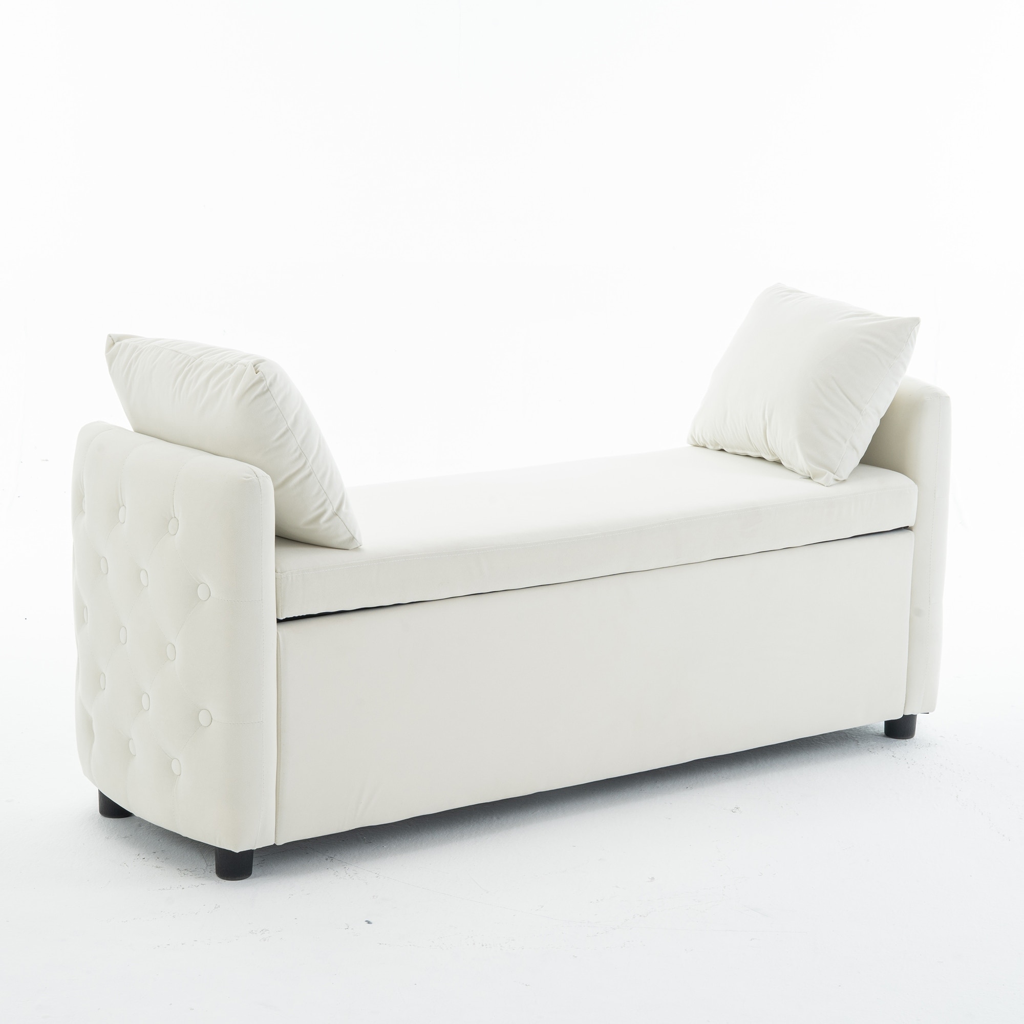 Storage Bench for Bedroom, 60" End of Bed Bench for King Size Bed Modern Upholstered Long Bench with Tufted Arm