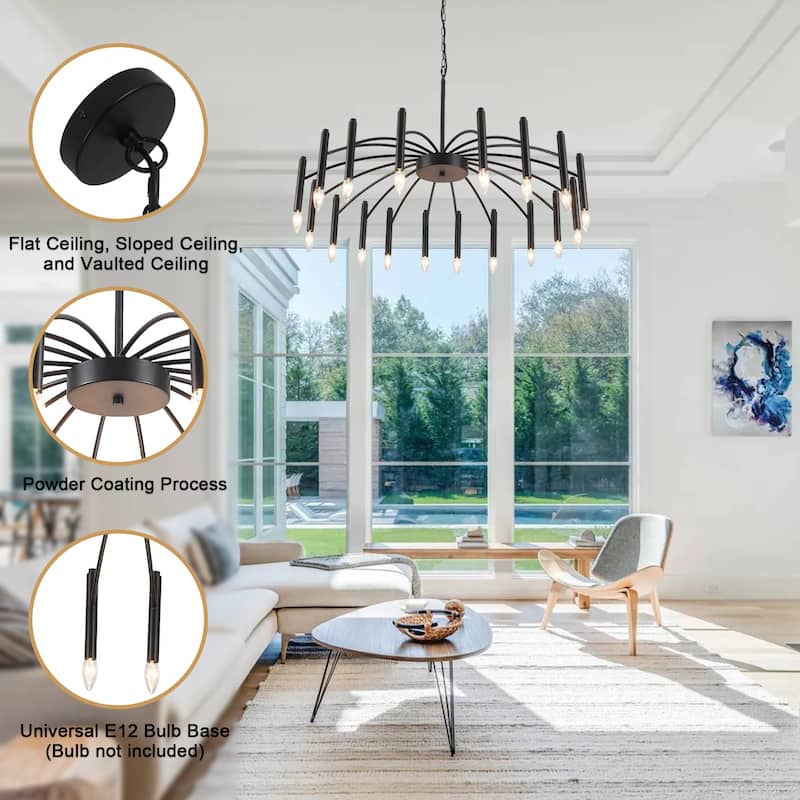 38.97 in. Modern Chandelier, Farmhouse Chandelier , 18-Light Candle Style Chandelier for Dining Room Living Room Bedroom Kitchen