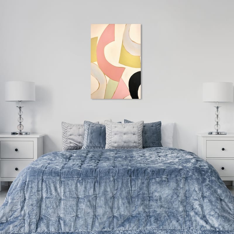 Wynwood Studio Canvas Abstract Shapes are moving around Pink and Modern & Contemporary Wall Art Canvas Print